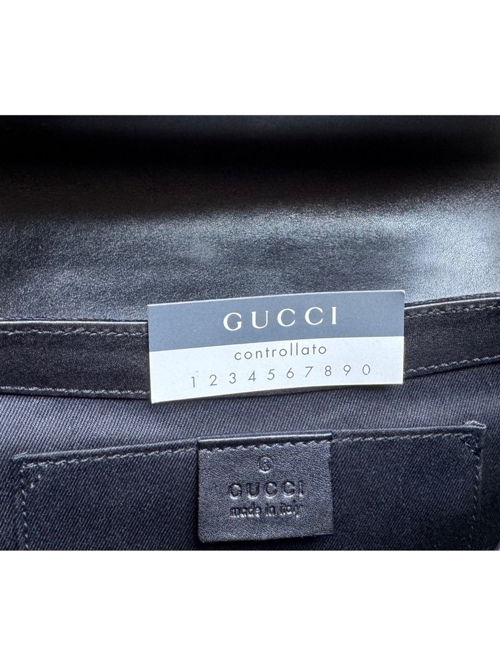 Authentic Gucci Tom Ford Horsebit Black Canvas Studs Leather Chain Clutch, COA - Picture 8 of 15